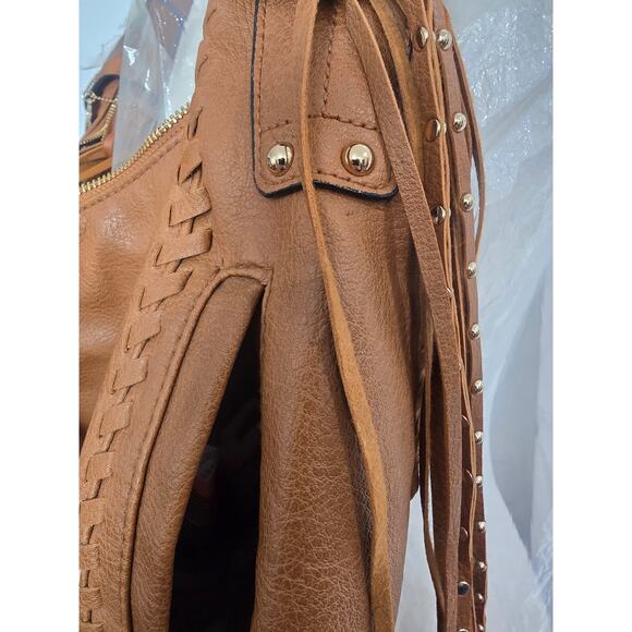 Tan Big Buddha Boho Bag with tassels and fringe - Picture 5 of 9